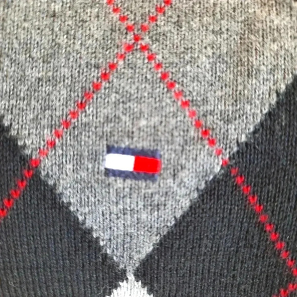 Tommy Hilfiger Men's Argyle Pullover Black Sweater - Picture 3 of 10